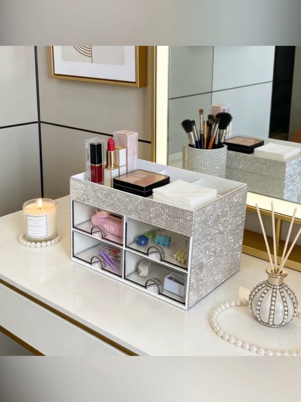 Glam Crystal Cosmetic Organizer - NEW
